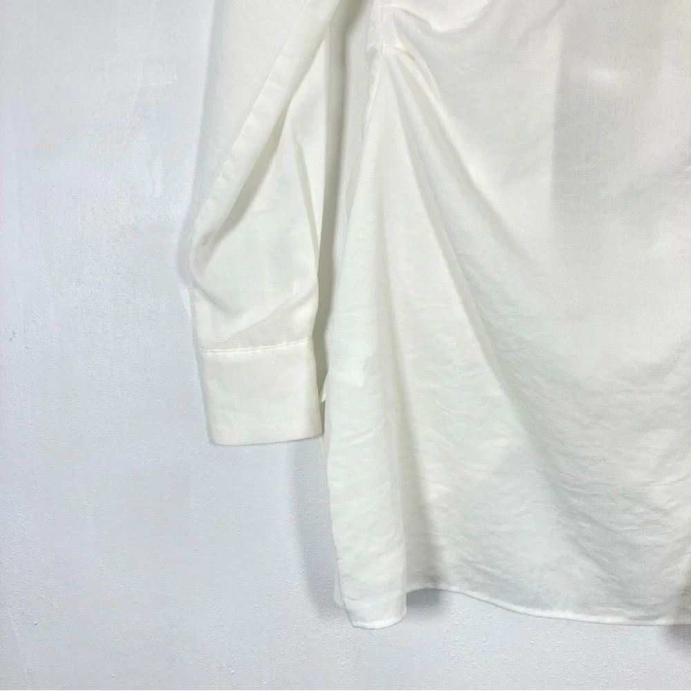 Choosy Crosby St White Plunging V Neck Tie Front Shirt Dress 0 - Picture 13 of 15